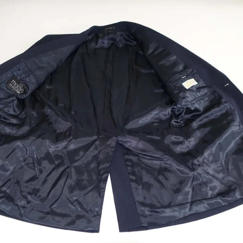 Michael Kors Men's Blazer Size 38 Regular Navy Blue 100% Wool 2 Button Jacket R